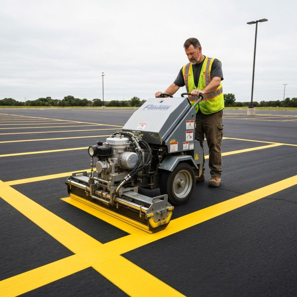 Professional striping equipment in action